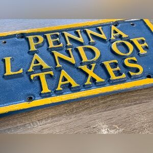 Vintage PA Pennsylvania Land Of Taxes Booster License Plate PEWTER Near Mint